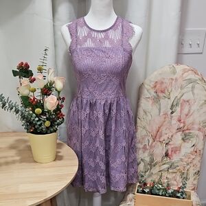 Elegant Lace Sleeveless Purple Dress